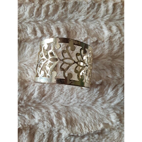 Sterling Silver Filigree Cutout Cuff Bracelet Wide Statement Piece - Picture 1 of 6